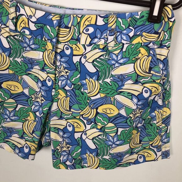 Vineyard Vines Toucan Print Banana Green Blue Chino Shorts Women's Size 0 - Picture 2 of 6